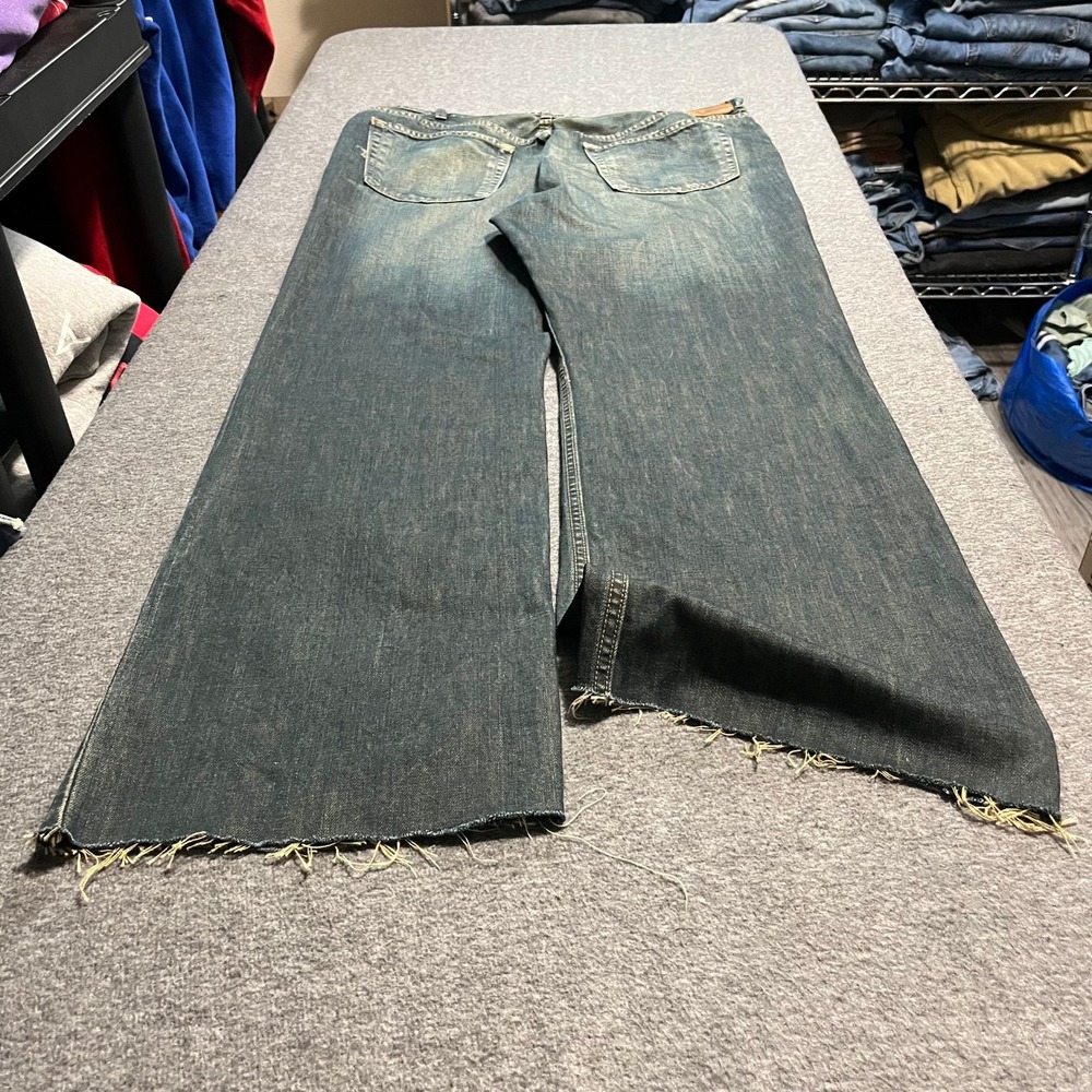 Gap Relaxed Boot Fit Distressed Raw Hem Jeans Mens 38x35 Faded Blue 293710